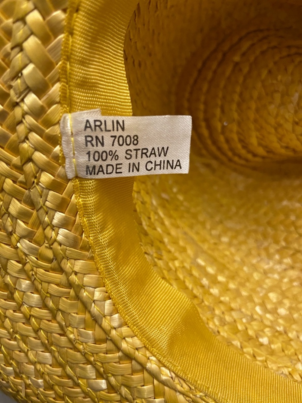 Cato Arlin Straw Yellow Cowgirl Hat With Adjustable Chin Strap. - Picture 5 of 6